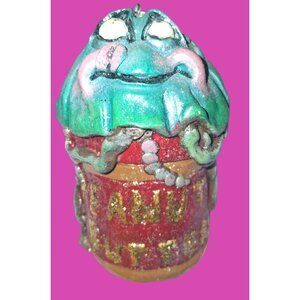 Whimsical Peanut Butter Jar Figurine With Glitter Accents & Octopus Motif Collec